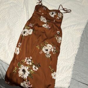 Brown long floral dress